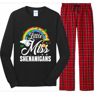 Little Miss Shenanigans Rainbow St Patricks Day Meaningful Gift Long Sleeve Pajama Set