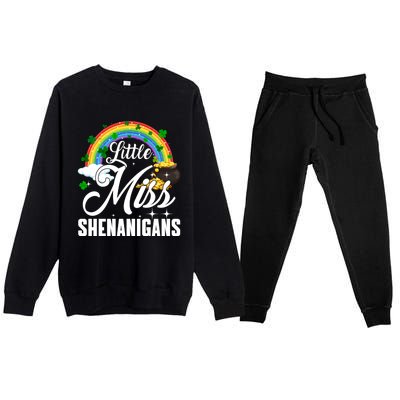 Little Miss Shenanigans Rainbow St Patricks Day Meaningful Gift Premium Crewneck Sweatsuit Set