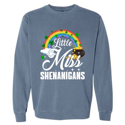 Little Miss Shenanigans Rainbow St Patricks Day Meaningful Gift Garment-Dyed Sweatshirt