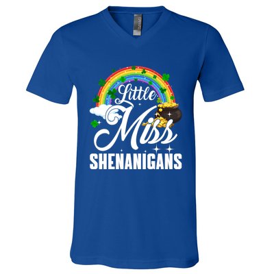 Little Miss Shenanigans Rainbow St Patricks Day Meaningful Gift V-Neck T-Shirt