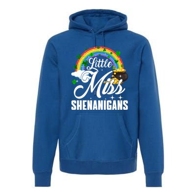 Little Miss Shenanigans Rainbow St Patricks Day Meaningful Gift Premium Hoodie