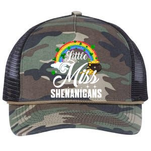 Little Miss Shenanigans Rainbow St Patricks Day Meaningful Gift Retro Rope Trucker Hat Cap