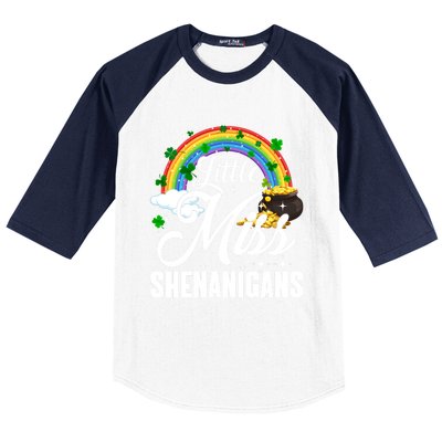 Little Miss Shenanigans Rainbow St Patricks Day Meaningful Gift Baseball Sleeve Shirt