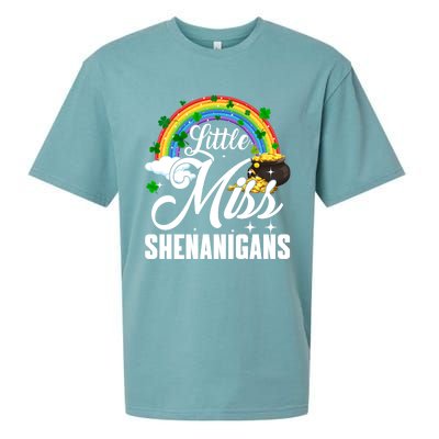 Little Miss Shenanigans Rainbow St Patricks Day Meaningful Gift Sueded Cloud Jersey T-Shirt