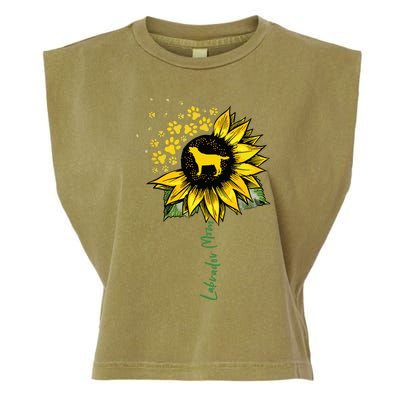 Labrador Mom Sunflower Labrador Retriever Gifts Dog Mom Mama Garment-Dyed Women's Muscle Tee