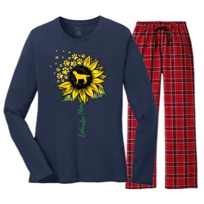 Labrador Mom Sunflower Labrador Retriever Gifts Dog Mom Mama Women's Long Sleeve Flannel Pajama Set 