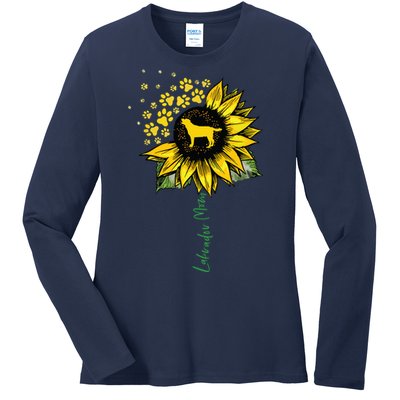 Labrador Mom Sunflower Labrador Retriever Gifts Dog Mom Mama Ladies Long Sleeve Shirt