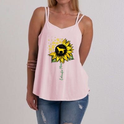 Labrador Mom Sunflower Labrador Retriever Gifts Dog Mom Mama Women's Strappy Tank