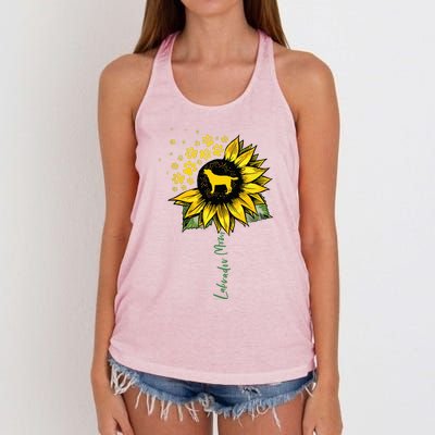 Labrador Mom Sunflower Labrador Retriever Gifts Dog Mom Mama Women's Knotted Racerback Tank