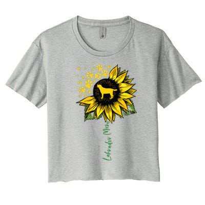 Labrador Mom Sunflower Labrador Retriever Gifts Dog Mom Mama Women's Crop Top Tee