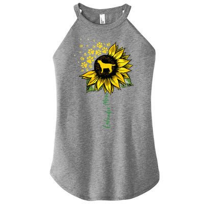 Labrador Mom Sunflower Labrador Retriever Gifts Dog Mom Mama Women's Perfect Tri Rocker Tank