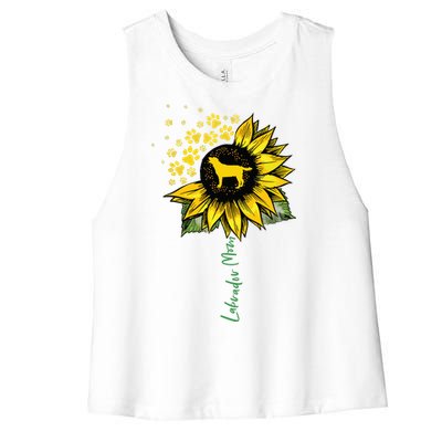 Labrador Mom Sunflower Labrador Retriever Gifts Dog Mom Mama Women's Racerback Cropped Tank