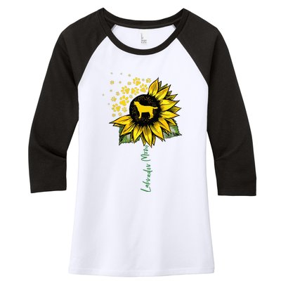 Labrador Mom Sunflower Labrador Retriever Gifts Dog Mom Mama Women's Tri-Blend 3/4-Sleeve Raglan Shirt