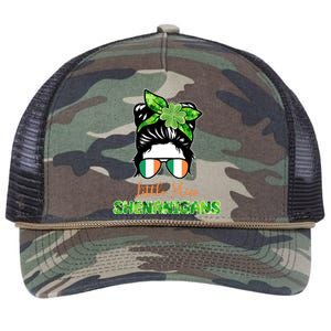 Little Miss Shenanigans Hair Bun St Patrick's Day Retro Rope Trucker Hat Cap