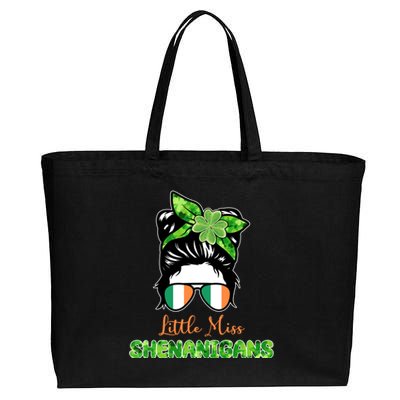 Little Miss Shenanigans Hair Bun St Patrick's Day Cotton Canvas Jumbo Tote