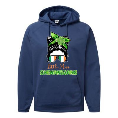 Little Miss Shenanigans Hair Bun St Patrick's Day Performance Fleece Hoodie