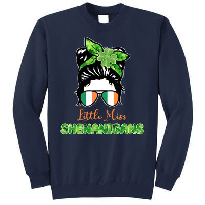 Little Miss Shenanigans Hair Bun St Patrick's Day Tall Sweatshirt