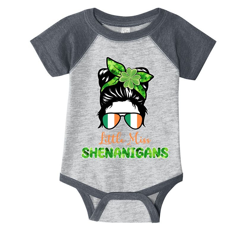 Little Miss Shenanigans Hair Bun St Patrick's Day Infant Baby Jersey Bodysuit