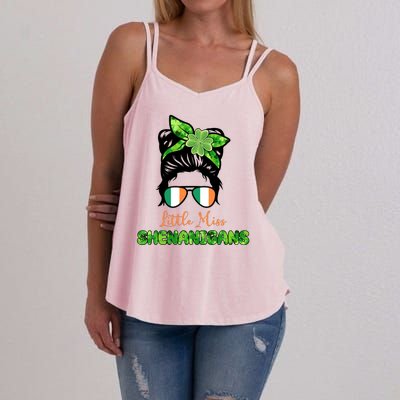 Little Miss Shenanigans Hair Bun St Patrick's Day Women's Strappy Tank