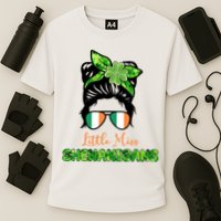 Little Miss Shenanigans Hair Bun St Patrick's Day Cooling Performance Crew T-Shirt