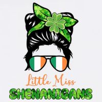 Little Miss Shenanigans Hair Bun St Patrick's Day Cooling Performance Crew T-Shirt