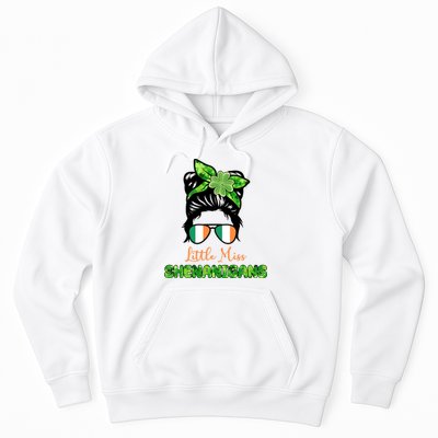 Little Miss Shenanigans Hair Bun St Patrick's Day Hoodie