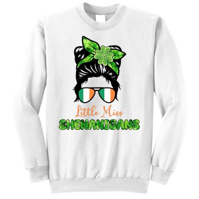 Little Miss Shenanigans Hair Bun St Patrick's Day Sweatshirt