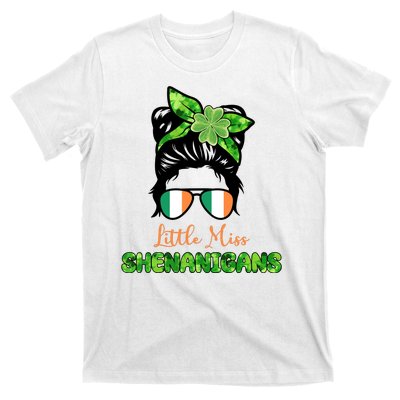 Little Miss Shenanigans Hair Bun St Patrick's Day T-Shirt