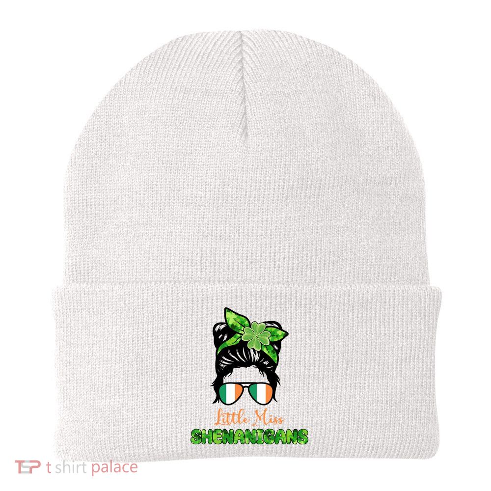 Little Miss Shenanigans Hair Bun St Patrick's Day Beanie