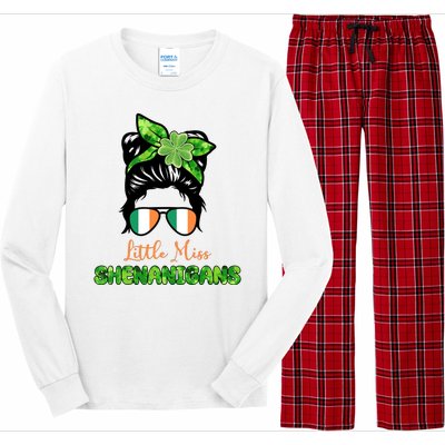 Little Miss Shenanigans Hair Bun St Patrick's Day Long Sleeve Pajama Set