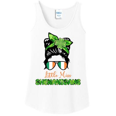 Little Miss Shenanigans Hair Bun St Patrick's Day Ladies Essential Tank