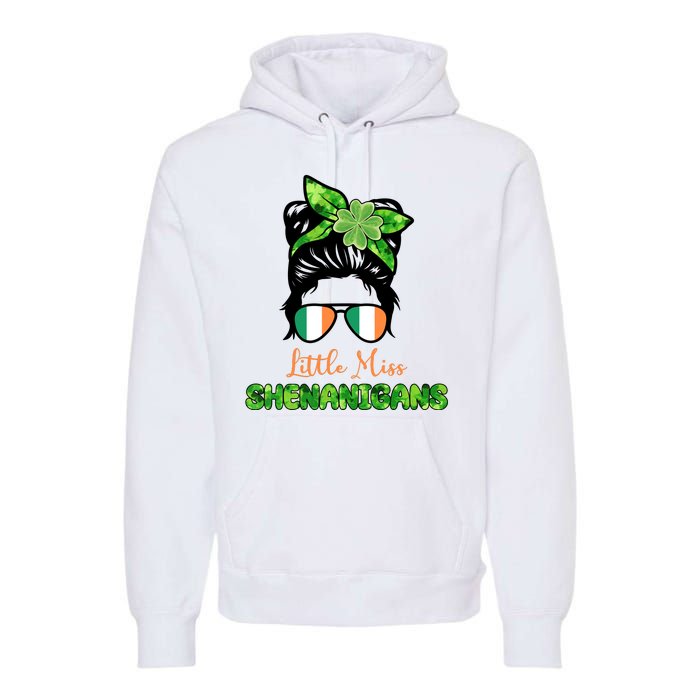 Little Miss Shenanigans Hair Bun St Patrick's Day Premium Hoodie