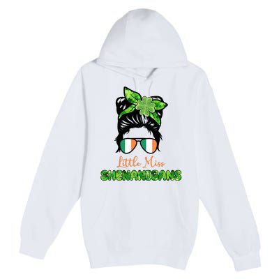 Little Miss Shenanigans Hair Bun St Patrick's Day Premium Pullover Hoodie