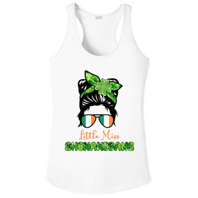 Little Miss Shenanigans Hair Bun St Patrick's Day Ladies PosiCharge Competitor Racerback Tank