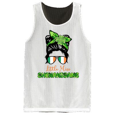 Little Miss Shenanigans Hair Bun St Patrick's Day Mesh Reversible Basketball Jersey Tank