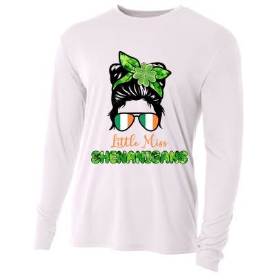Little Miss Shenanigans Hair Bun St Patrick's Day Cooling Performance Long Sleeve Crew