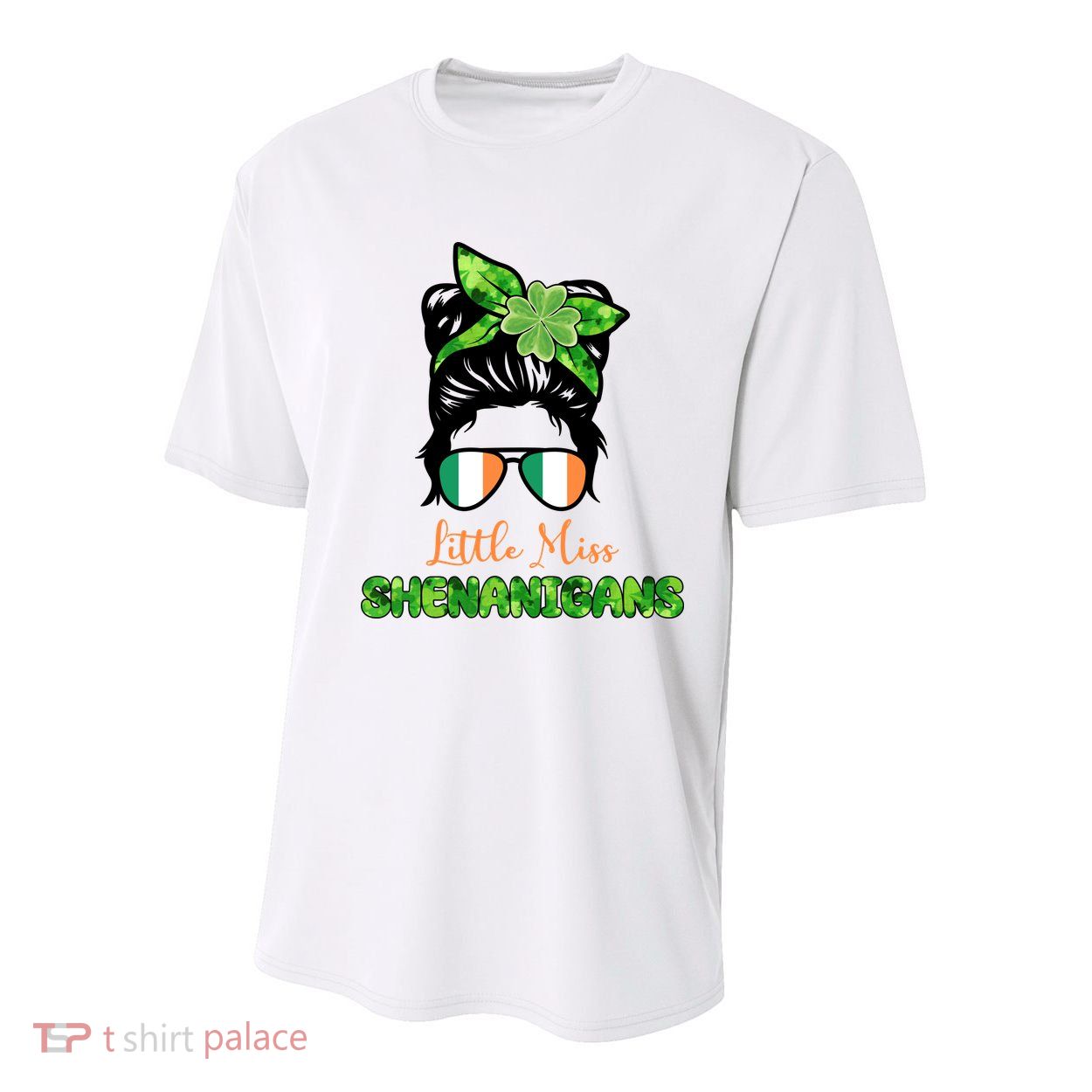 Little Miss Shenanigans Hair Bun St Patrick's Day Youth Performance Sprint T-Shirt