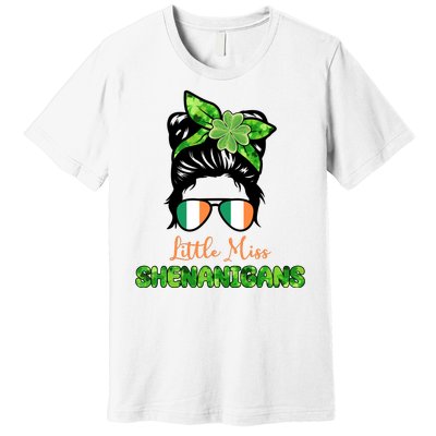 Little Miss Shenanigans Hair Bun St Patrick's Day Premium T-Shirt