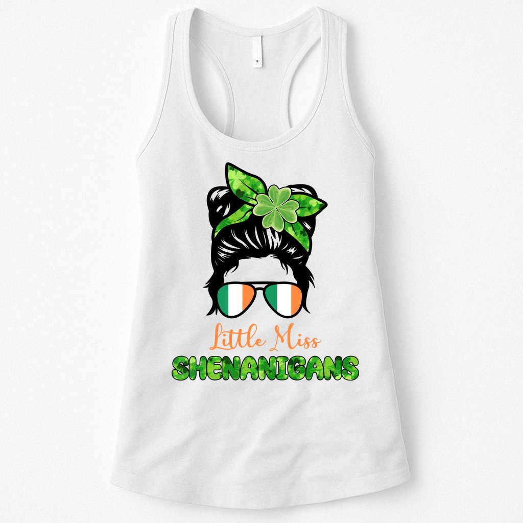 Little Miss Shenanigans Hair Bun St Patrick's Day Womens Tank Top