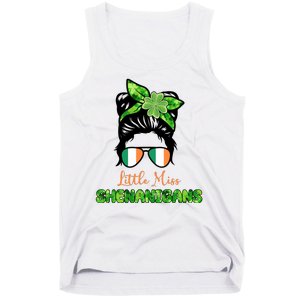 Little Miss Shenanigans Hair Bun St Patrick's Day Tank Top