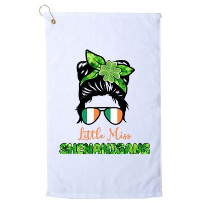 Little Miss Shenanigans Hair Bun St Patrick's Day Platinum Collection Golf Towel