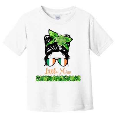 Little Miss Shenanigans Hair Bun St Patrick's Day Toddler T-Shirt