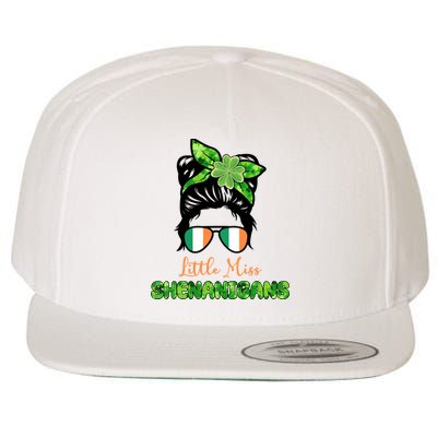 Little Miss Shenanigans Hair Bun St Patrick's Day Wool Snapback Cap