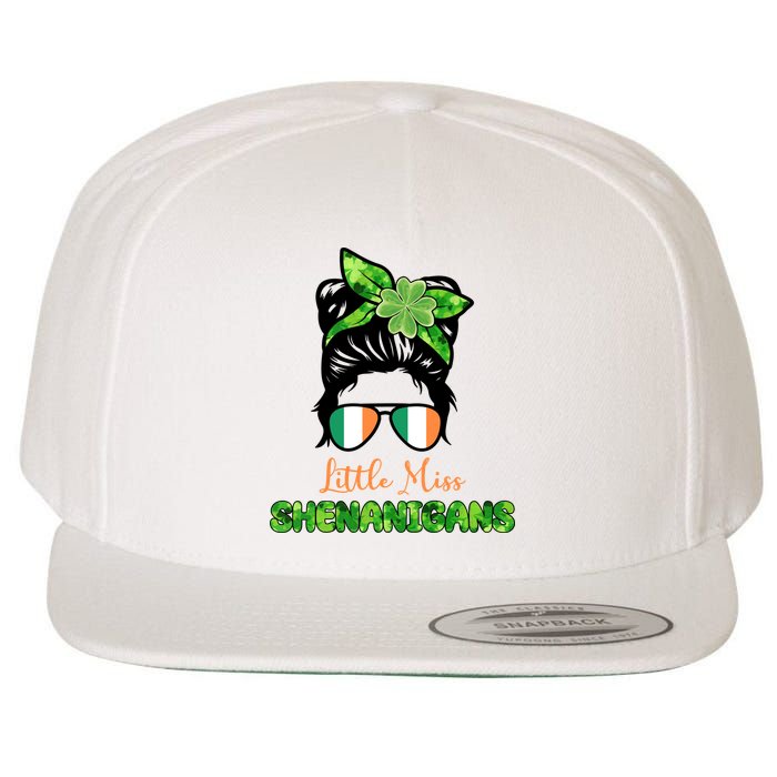 Little Miss Shenanigans Hair Bun St Patrick's Day Wool Snapback Cap