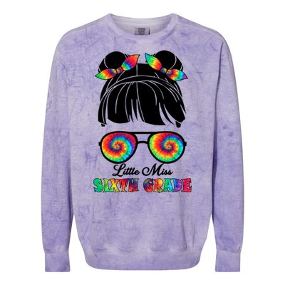 Little Miss Sixth Grade Back To School Gift 6Th Grade Gift Colorblast Crewneck Sweatshirt