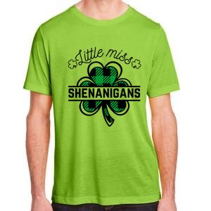 Little Miss Shenanigans Patrick's Day Leopard Shamrock Irish Meaningful Gift Adult ChromaSoft Performance T-Shirt