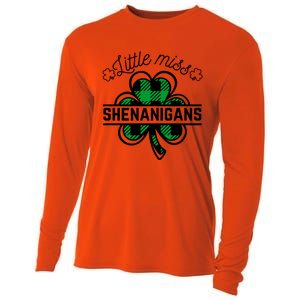 Little Miss Shenanigans Patrick's Day Leopard Shamrock Irish Meaningful Gift Cooling Performance Long Sleeve Crew