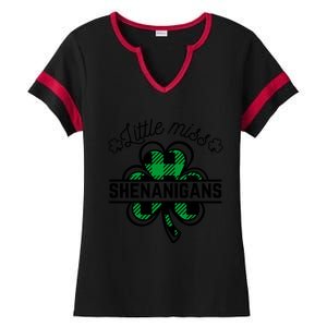 Little Miss Shenanigans Patrick's Day Leopard Shamrock Irish Meaningful Gift Ladies Halftime Notch Neck Tee