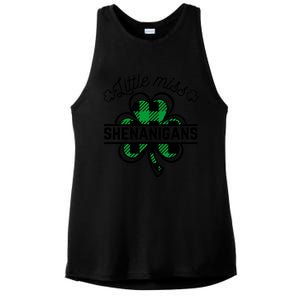 Little Miss Shenanigans Patrick's Day Leopard Shamrock Irish Meaningful Gift Ladies PosiCharge Tri-Blend Wicking Tank