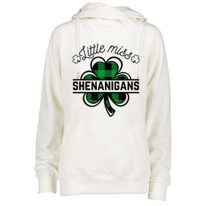 Little Miss Shenanigans Patrick's Day Leopard Shamrock Irish Meaningful Gift Womens Funnel Neck Pullover Hood